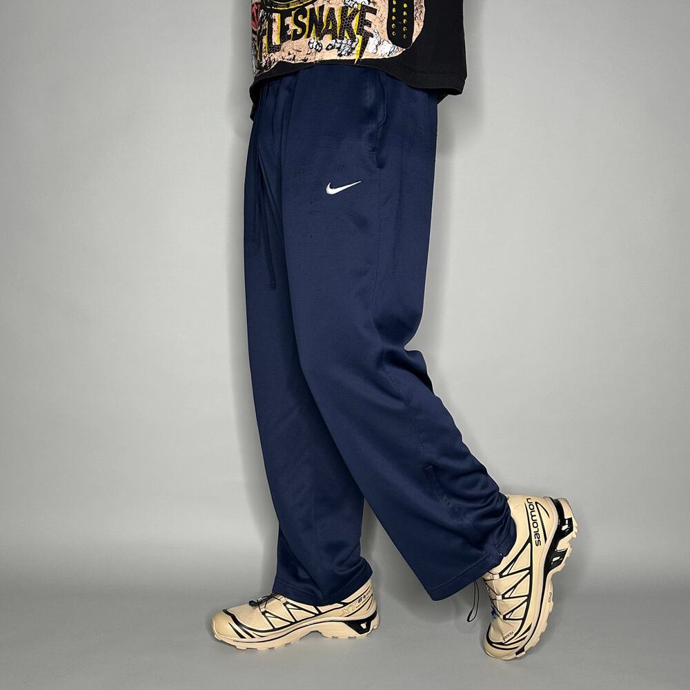 Vintage Y2K Nike Sweatpants Mens XL Baggy Wide Leg Navy Blue White Polyester